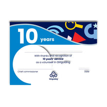 Load image into Gallery viewer, 10 Year Long Service Brooch, Certificate & gift bag