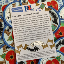 Load image into Gallery viewer, Remembrance Poppy woven badge and info card 2022