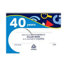 Load image into Gallery viewer, 40 Year Long Service Brooch, Certificate &amp; gift box
