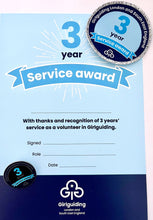 Load image into Gallery viewer, 3 Year Long Service Certificate, Badge &amp; Pin
