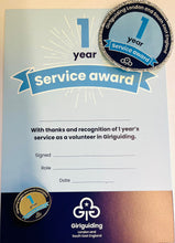 Load image into Gallery viewer, 1 Year Long Service Certificate, Badge &amp; Pin
