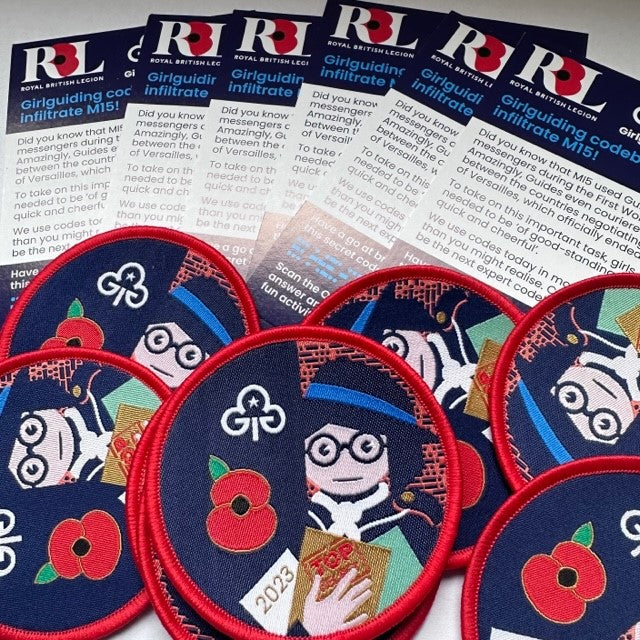 Remembrance Poppy woven badge and info card 2023